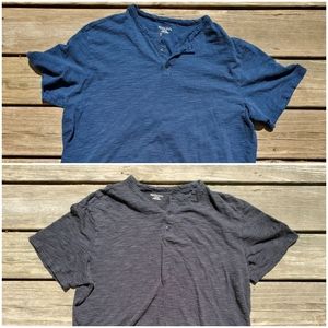 2 Men's Merona blue, black Henley t-shirts